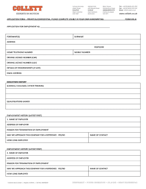 Doctor sheets - APPLICATION FORM PRIVATE & CONFIDENTIAL - collett co