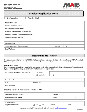 Provider Application Form - MAIB - maib tas gov