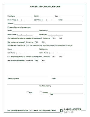 Fillable Online New PT Information Form OOH rev 6-2016.pub Fax Email ...