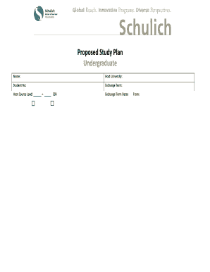 Proposed Study Plan