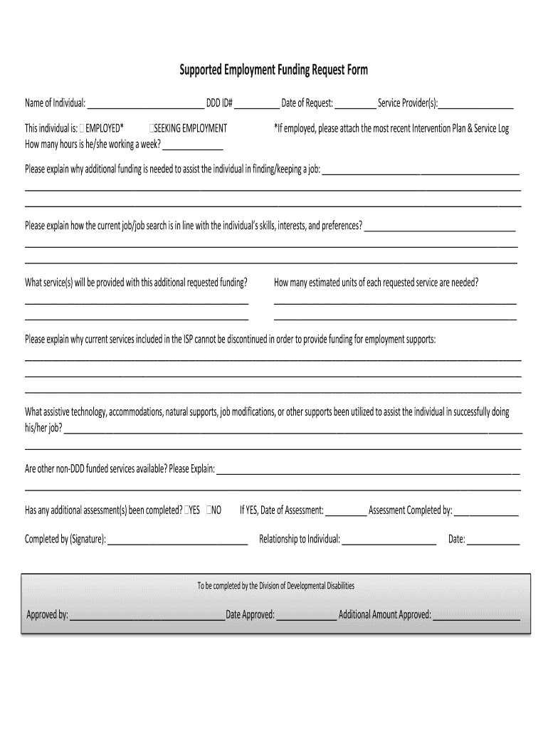 supported employment form Preview on Page 1