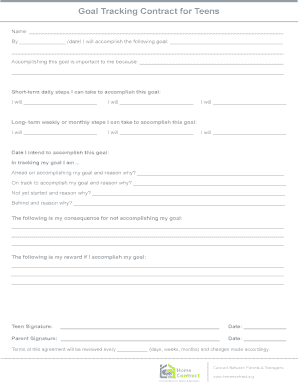 Goal Tracking Contract for Teens. Goal Tracking Contract for Teens Template - Downlaod FREE PDF Template for Goal Tracking Contract for Teens Homecontract.org. - homecontract