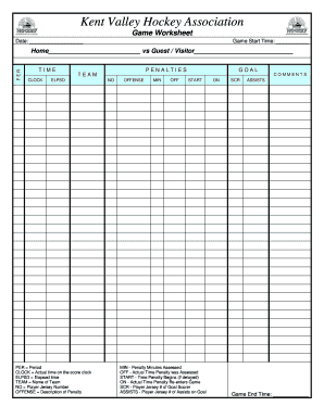 Hockey score sheet pdf - KVHA Scoresheet - Kent Valley Hockey Association