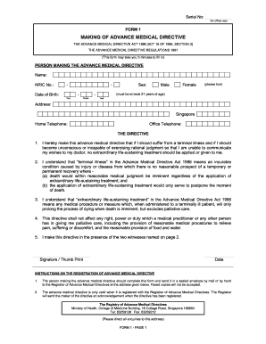 Advance Medical Directive Form 1