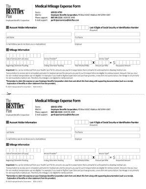 Fillable Online BESTflex Plan Medical Mileage Expense Form. Expense ...