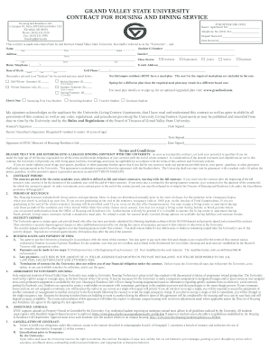 Fillable Online gvsu GRAND VALLEY STATE UNIVERSITY CONTRACT FOR HOUSING ...