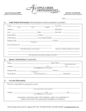 Fillable Online Adult Patient Information (All information in this box ...