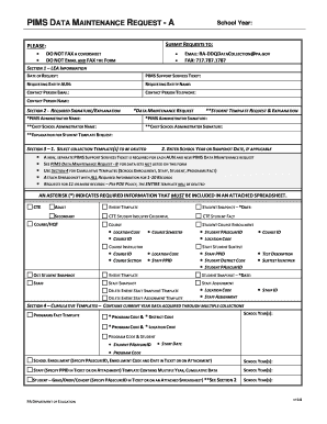 PIMS Data Maintenance Request -