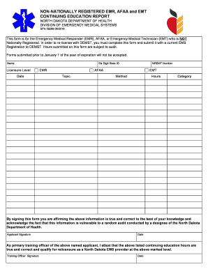 Fillable Online NON-NATIONALLY REGISTERED EMR, AFAA and EMT Fax Email ...