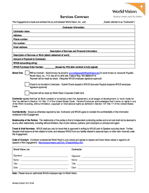 This Engagement is made and entered into by and between World Vision, Inc