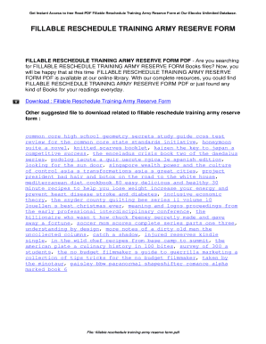 Fillable Online Reschedule Training Army Reserve Form. Fillable ...