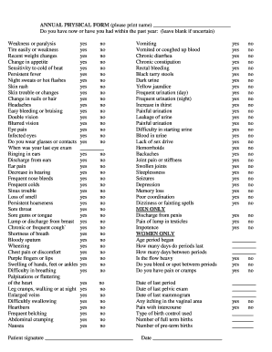 fillable online annual physical form name fax email print pdffiller