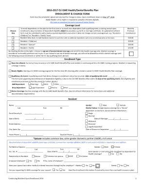 General CU GME Health &amp; Dental Benefits Plan Enrollment Information (p