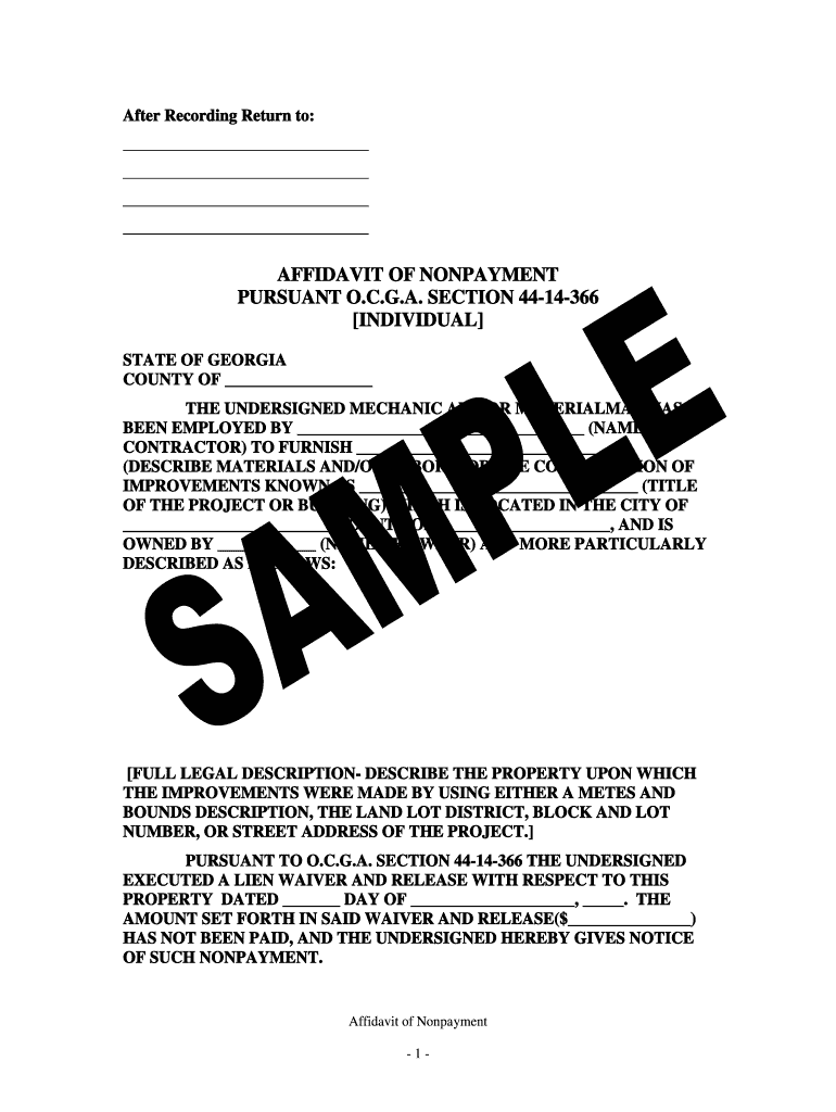 affidavit of non payment Preview on Page 1