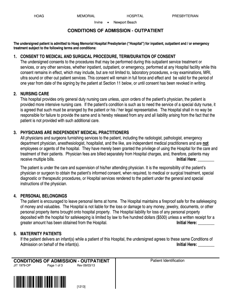 conditions of admission form Preview on Page 1