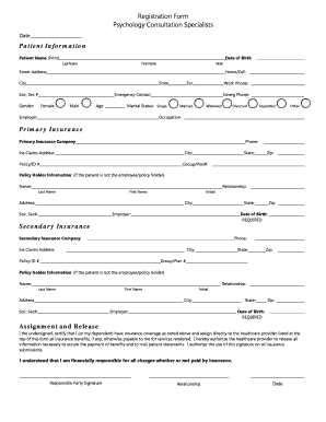Patient Information Primary Insurance