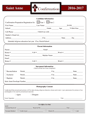 Confirmation Calendar