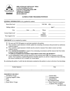 SAP Appeal Form - Valdosta State University