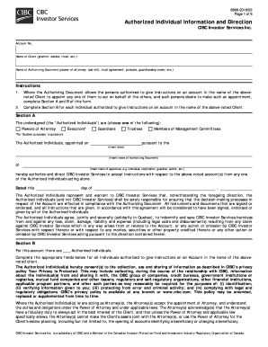 Authorized Individual Information and Direction