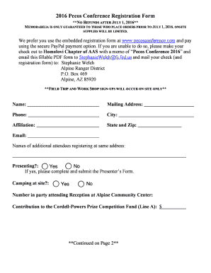 2016 Pecos Conference Registration Form