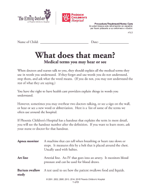 Fillable Online What Does That Mean? Medical Terms You May Hear or See