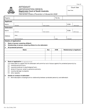 Affidavit of support australia sample - Form 45 - Affidavit to Support Application for Intervention Order. Affidavit to Support Application for Intervention Order