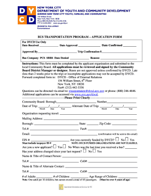 Fillable Online Nyc Bus Transportation Application Form 7 12 07 Nyc Fax Email Print Pdffiller