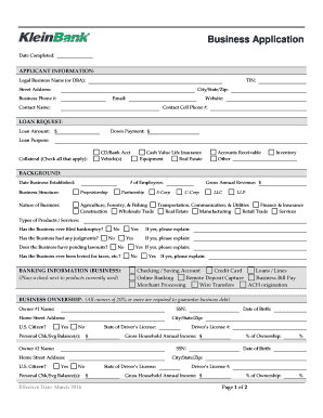 Business Application (PDF) - KleinBank