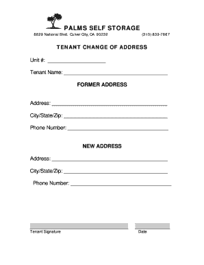 Tenant Address Change - palmsselfstorage