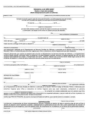 California Indian Child Surrender Form