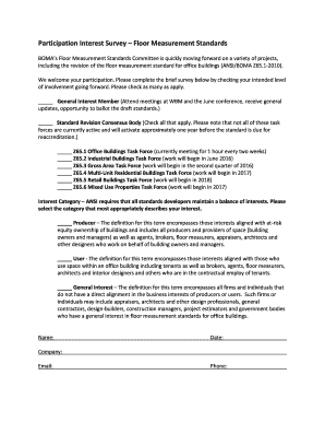 Student interest survey pdf - Participation Interest Survey Floor Measurement Standards - boma