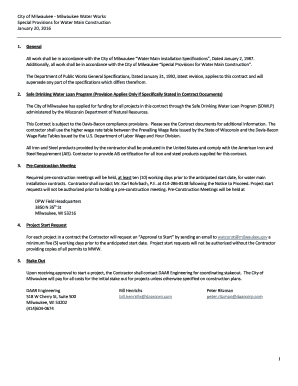 Sample construction specifications pdf - Special Provisions for Water Main Construction - city milwaukee