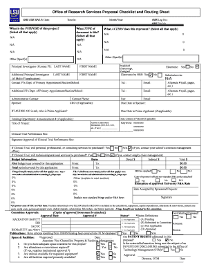 Asset purchase agreement checklist - Office of Research Services Proposal Checklist and Routing Sheet - lsuhsc