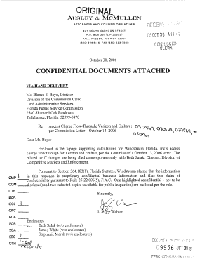 Confidential document form - CONFIDENTIAL DOCUMENTS ATTACHED d - Florida Public ... - psc state fl