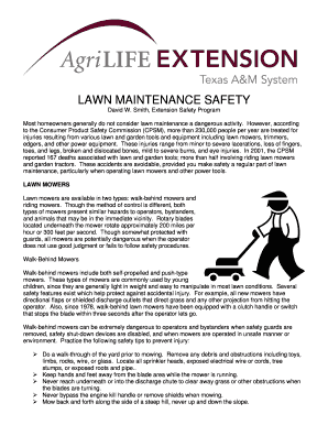 Fillable Online LAWN MAINTENANCE SAFETY Fax Email Print - pdfFiller