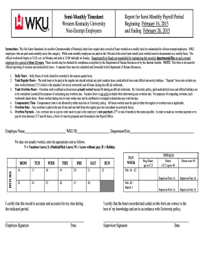 Printable time sheets pdf - Semi-Monthly Timesheet - Western Kentucky University