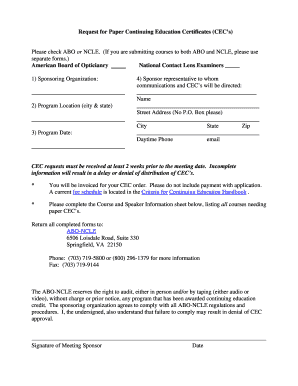 Fillable Online CEC Request Form Fax Email Print - pdfFiller