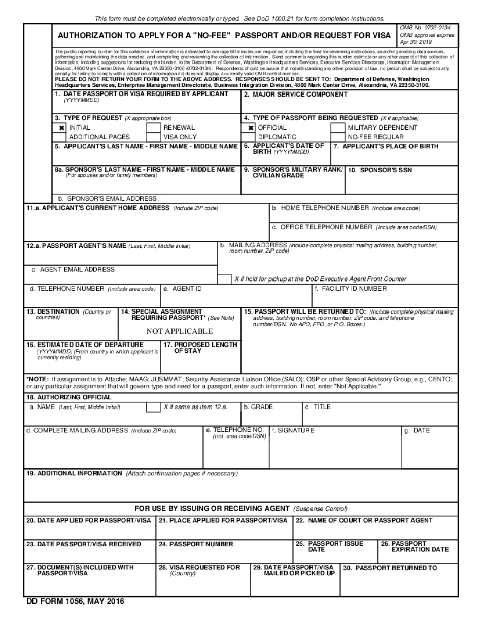 Dd Form 1056 Fillable Sample To Print And Download In PDF