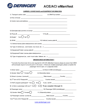 fillable online emanifest template deringer fax email print aci emanifest form