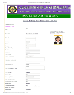 Form Fillup For Honours Course - Online Admission - onlineadmissioncssmberachampa