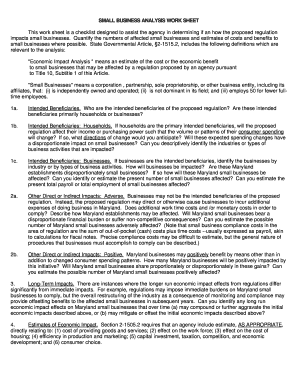 SMALL BUSINESS ANALYSIS WORK SHEET