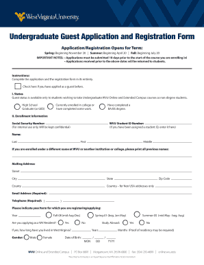 Fillable Online online wvu Undergraduate Guest Application and ...