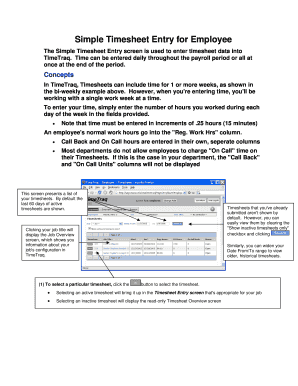 Fillable Online Simple Timesheet Entry for Employee Fax Email Print - pdfFiller