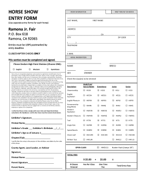 horse show entry form