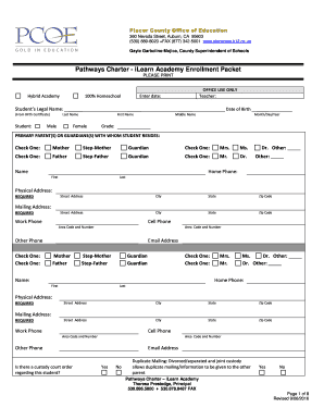 Enrollment packet English - docs placercoe k12 ca