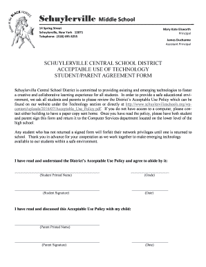 technology agreement for students middle school