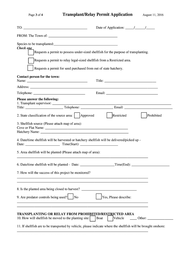 Page 1 4 Transplant Relay Permit Application August 11, Preview on Page 1