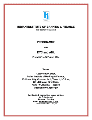 Fillable Online PROGRAMME on KYC and AML - iibf.org.in Fax Email Print ...