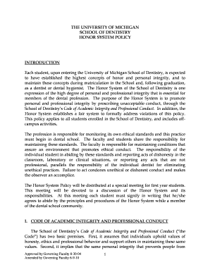 Fillable Online HONOR SYSTEM POLICY Fax Email Print - pdfFiller