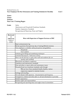 Employee handbook signature page - 11-02 Training Unit 2 - schedule and checklist - ... - mail rsi-nc